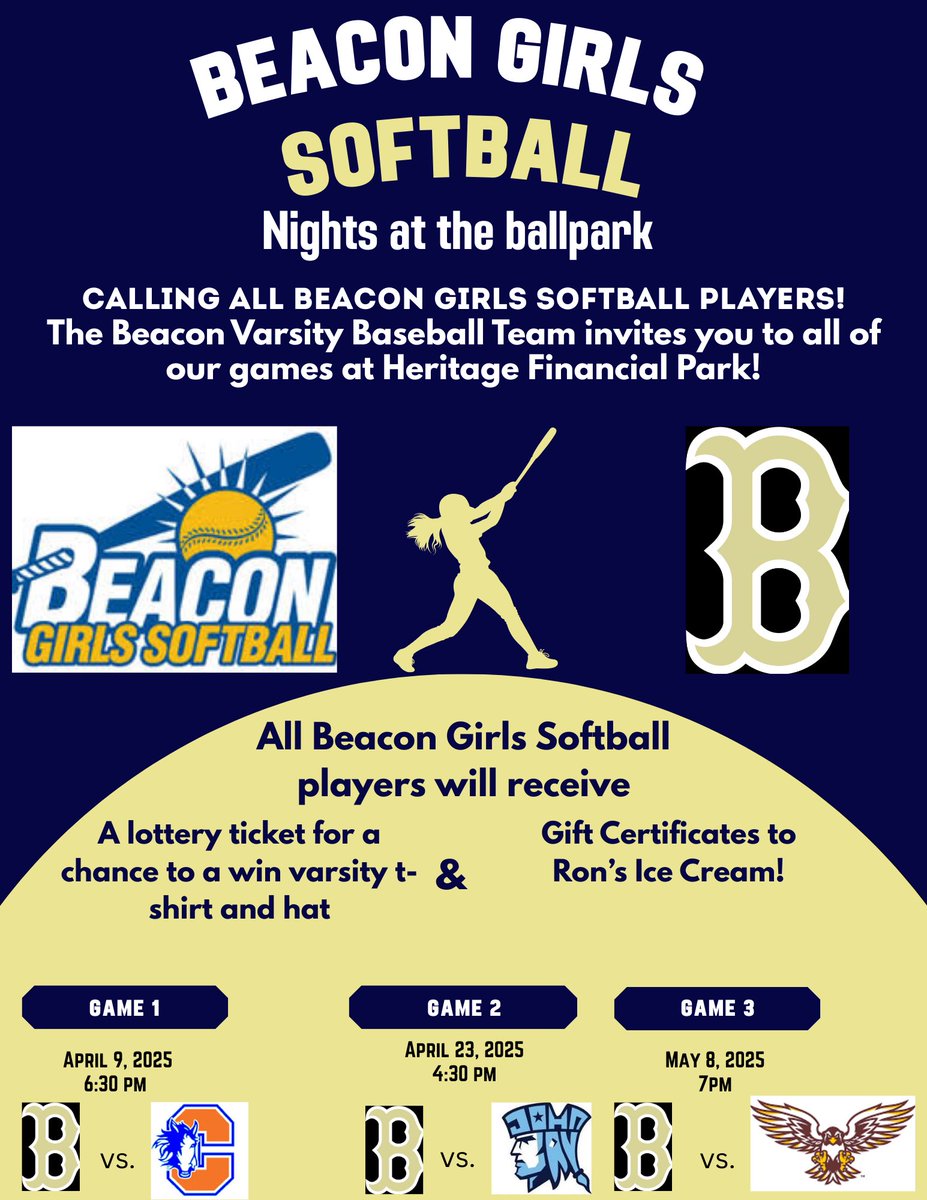 Ryan Koval (@coachkoval) on Twitter photo Come out and support our team at the stadium tomorrow vs. Chester! All Beacon Junior Baseball and Beacon Girls Softball players will receive a lottery ticket for a chance to win a hat, shirt, or Ron’s Ice Cream certificate! Game is at 6:30! <a href="/beacongirlssb/">BeaconGirlsSoftball</a> <a href="/BCSDBulldogs/">Beacon Athletics</a> Come out and support our team at the stadium tomorrow vs. Chester! All Beacon Junior Baseball and Beacon Girls Softball players will receive a lottery ticket for a chance to win a hat, shirt, or Ron’s Ice Cream certificate! Game is at 6:30! <a href="/beacongirlssb/">BeaconGirlsSoftball</a> <a href="/BCSDBulldogs/">Beacon Athletics</a>
