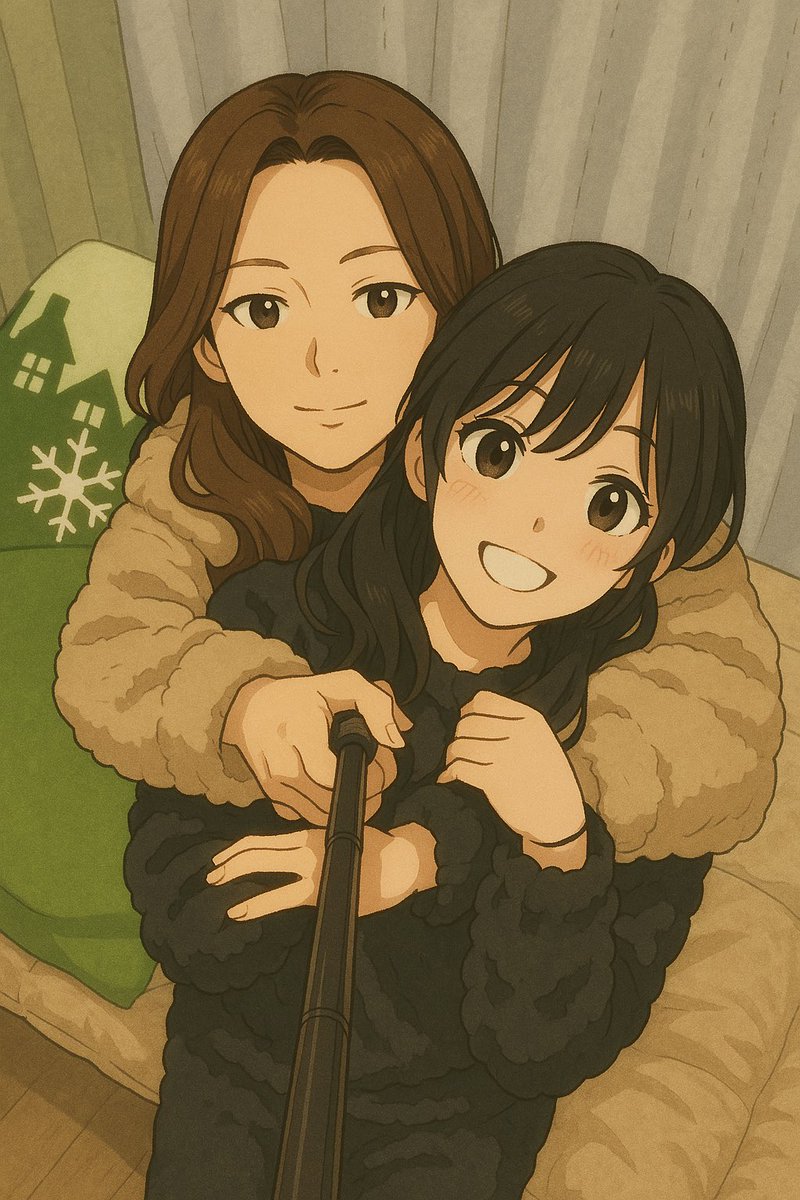 私たちも遅れて流行りに乗ってジブリ風にしてもらいました🎨🍓
たまに事故画になったりして、電話で彼女と大笑いしながら送りあって楽しかった〜🥹笑笑