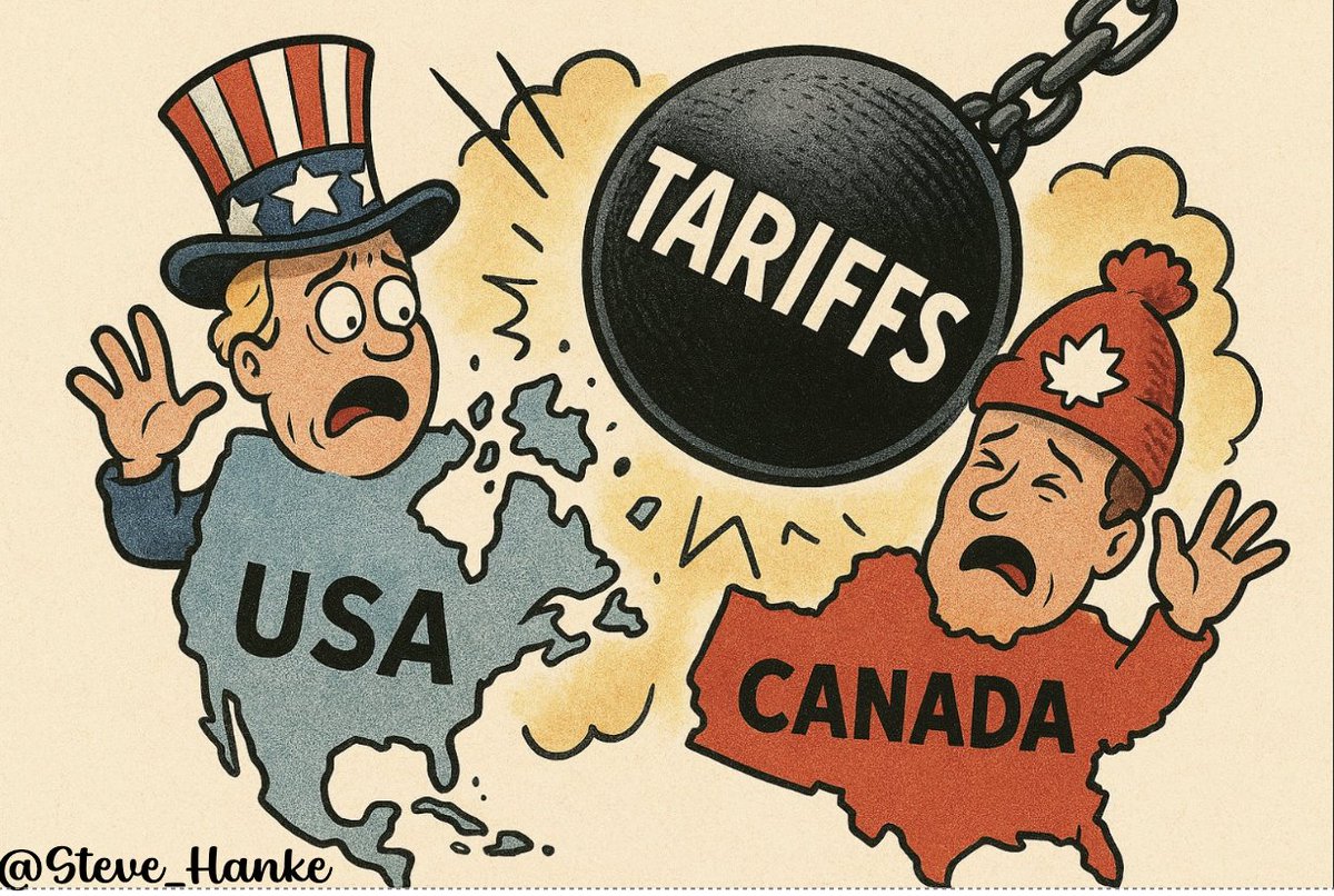 steve_hanke's tweet photo. #CanadaWatch🇨🇦: Canada announced its 25% tariff on US-made vehicles that are not compliant with the North American trade deal will take effect today.

TRUMP'S TARIFFS = BACKFIRE = CREATING ENEMIES, NOT FRIENDS. https://t.co/jAfWaR5pSB