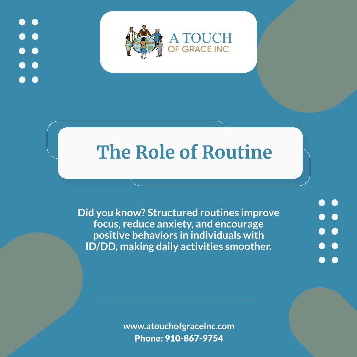 atouchofginc's tweet photo. Consistency builds confidence! Establishing structured routines can support individuals with ID/DD in their daily lives. 

#MentalHealthCare #FayettevilleNC #DailyLivingSkills https://t.co/dE0y7tzxzj