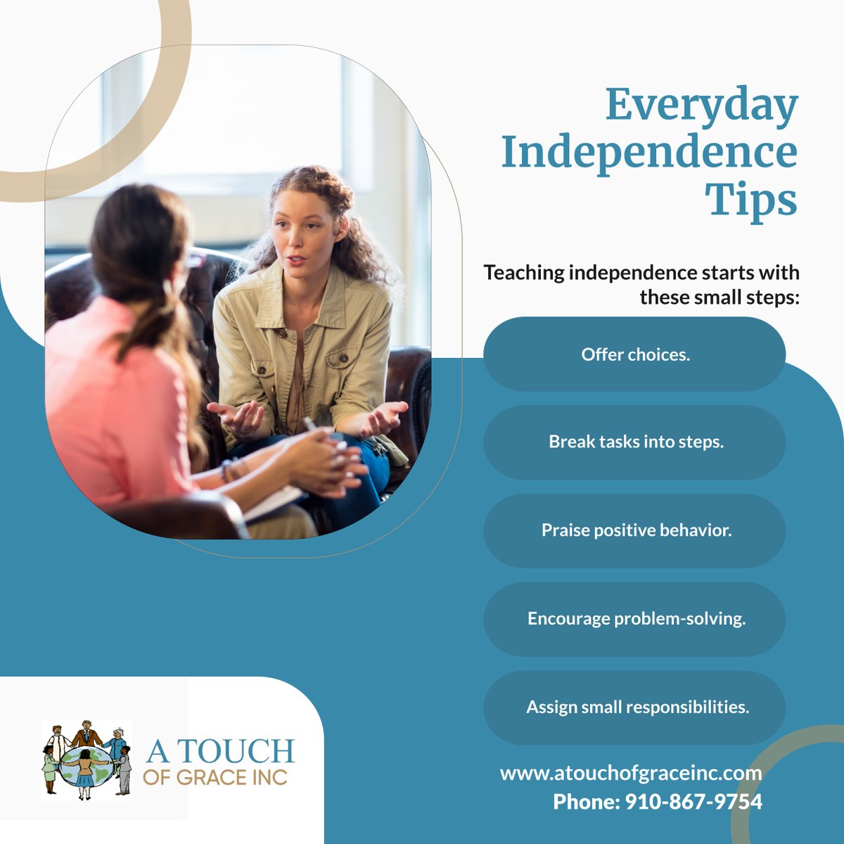 atouchofginc's tweet photo. Empower growth with simple steps! Encourage daily independence and boost confidence.

#MentalHealthCare #FayettevilleNC #Independence https://t.co/tfZETSiZgz