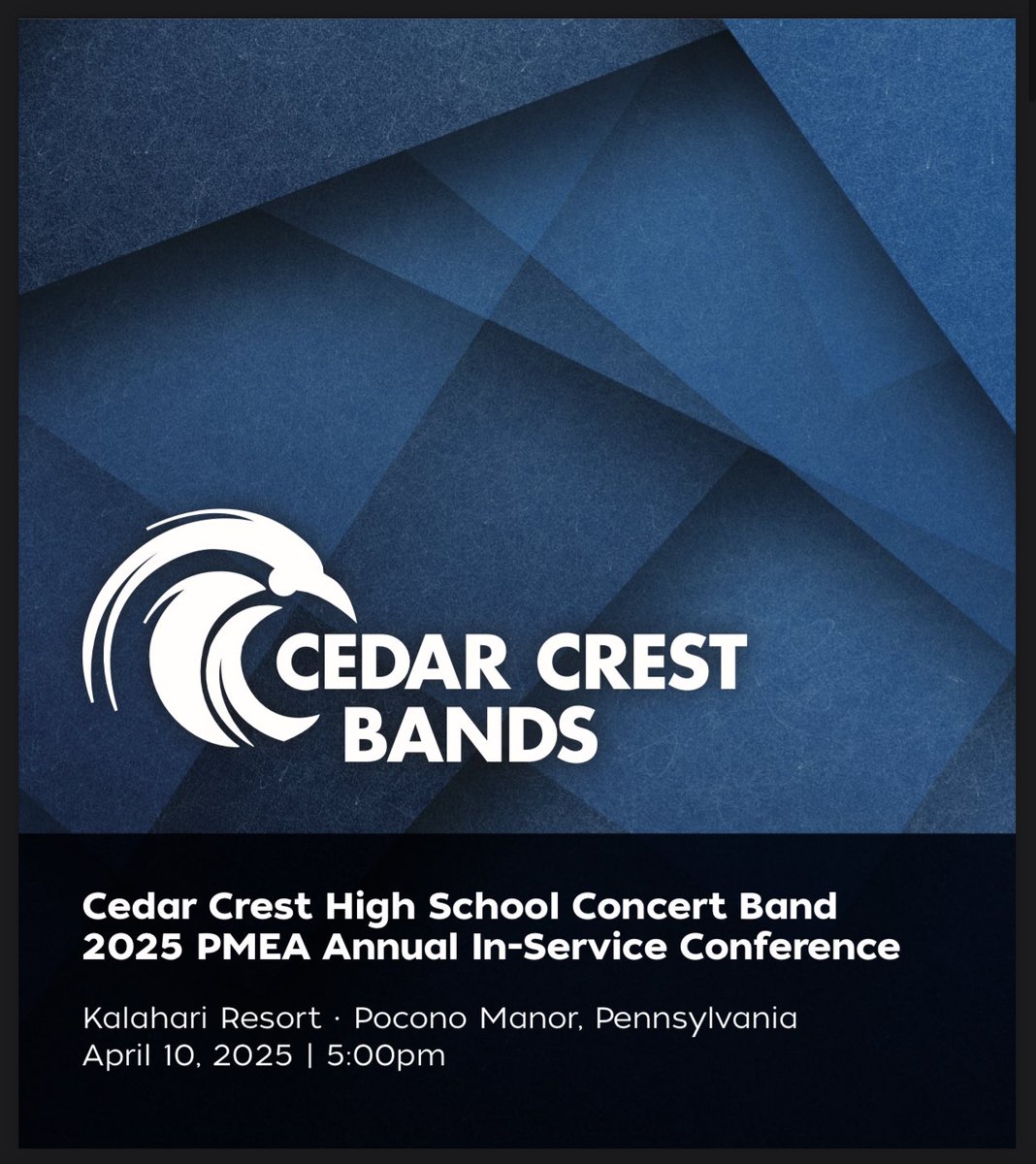 Cedar Crest Band (@cedarcrestband) on Twitter photo If you’re <a href="/PMEAstate/">PMEA</a> this Thursday, be sure to check out our 9th Grade Concert Band! They’re doing some really great thing. Hope you can make it! #FalconPride #excellence #conference #yeahband If you’re <a href="/PMEAstate/">PMEA</a> this Thursday, be sure to check out our 9th Grade Concert Band! They’re doing some really great thing. Hope you can make it! #FalconPride #excellence #conference #yeahband