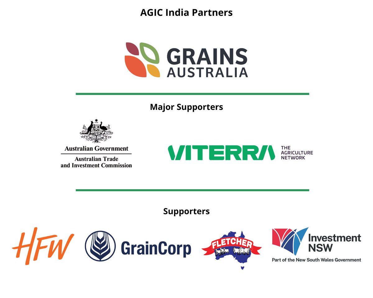 Thank you to our #AGICIndia 2025 supporters!
Your support plays a key role in connecting the Australian grains industry with India’s growing grain &amp; food sectors &amp; helping to build strong, enduring relationships across the region. #FletcherInternationalExports #GTA