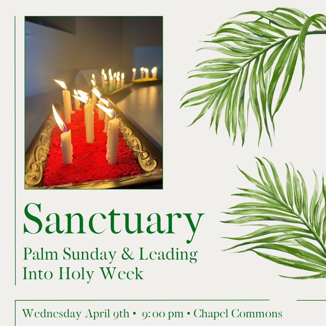 Palm Sunday is this upcoming weekend and serves as a kickoff to Holy Week! Let’s share in community, worship, and Bible study at 9pm on Wednesday!