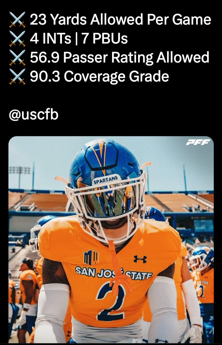 chaz_bronson's tweet photo. @donjuanhiphop25 @Zooloo_Trojan 90.3 overall Grade tackling  87.3  only gave up 23 yrds per  game Started 12 game last season 4 picks  7 pbu's one Pick  returned for a tub and a 87 yrs Fumble recovery returned for A Tub https://t.co/cEgN42BkHj