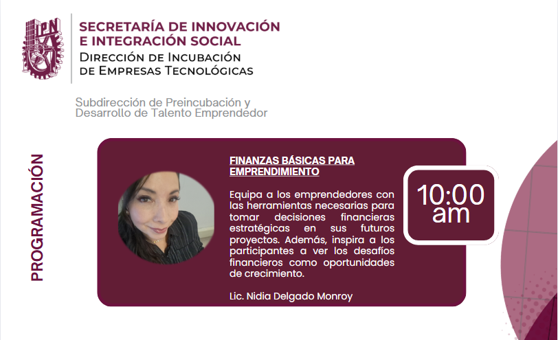 La UPIS invita a toda la comunidad de la <a href="/IPNENCB/">ENCB IPN</a> al Taller de "Finanzas básicas para emprendimiento" 
📆 Jueves 10 de abril 
🕙 10:00 h
🎥 Microsoft Teams
Id. de reunión: 222 437 239 870
Código de acceso: yA6kn9AS