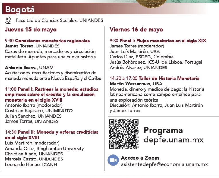 James Torres (@jamesquipile) on Twitter photo Por siglos, las monedas emitidas en CDMX y BTÁ lubricaron el comercio global. En abril y mayo, en ambas ciudades, no se pierdan este convite para discutir los arcanos devenires de la historia monetaria en clave comparada. Alianza de <a href="/depfeunam/">DEPFE UNAM</a>, <a href="/facisouniandes/">Facultad de Ciencias Sociales Uniandes</a>, y el <a href="/elravignani/">Instituto Ravignani</a>. Por siglos, las monedas emitidas en CDMX y BTÁ lubricaron el comercio global. En abril y mayo, en ambas ciudades, no se pierdan este convite para discutir los arcanos devenires de la historia monetaria en clave comparada. Alianza de <a href="/depfeunam/">DEPFE UNAM</a>, <a href="/facisouniandes/">Facultad de Ciencias Sociales Uniandes</a>, y el <a href="/elravignani/">Instituto Ravignani</a>.