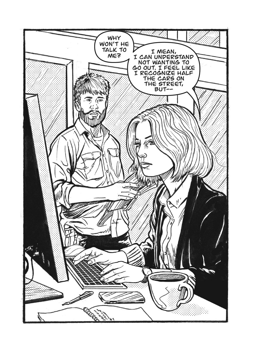 dcooneyart's tweet image. Inked and lettered comic panel. #makingcomics #comicbooks #workforhire #inkingcomics