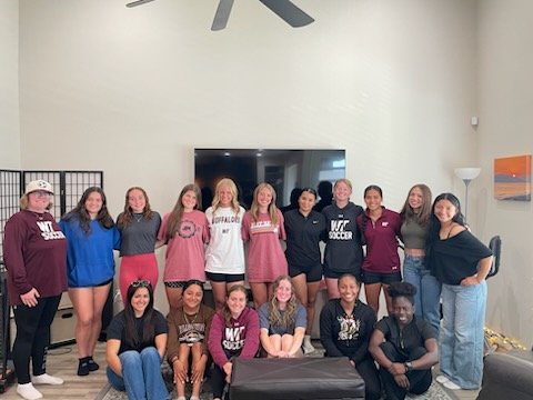 WTAMU_WSoccer's tweet photo. Great team dinner with a great team! Played games and ate some great food! #collegesoccer #teambonding https://t.co/BbcmNKij7K
