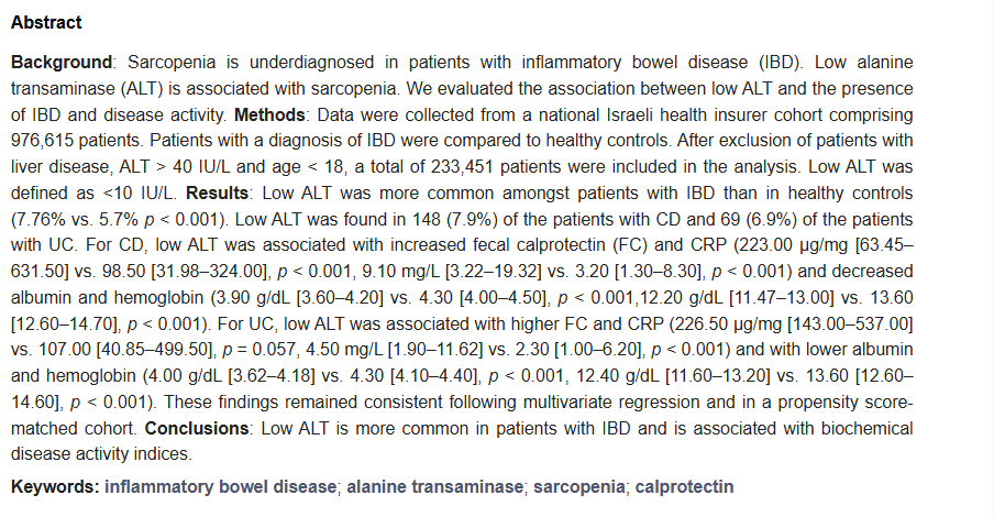 JCM_MDPI's tweet photo. #mdpijcm
#Editor’s Choice #Article🔍
Low ALT Is Associated with #IBD and Disease Activity: Results from a Nationwide Study
👥by Asher Shafrir et al. @ashershaf
📜https://t.co/GIPvg3p4pB
@MediPharma_MDPI https://t.co/9K94ubUIyl