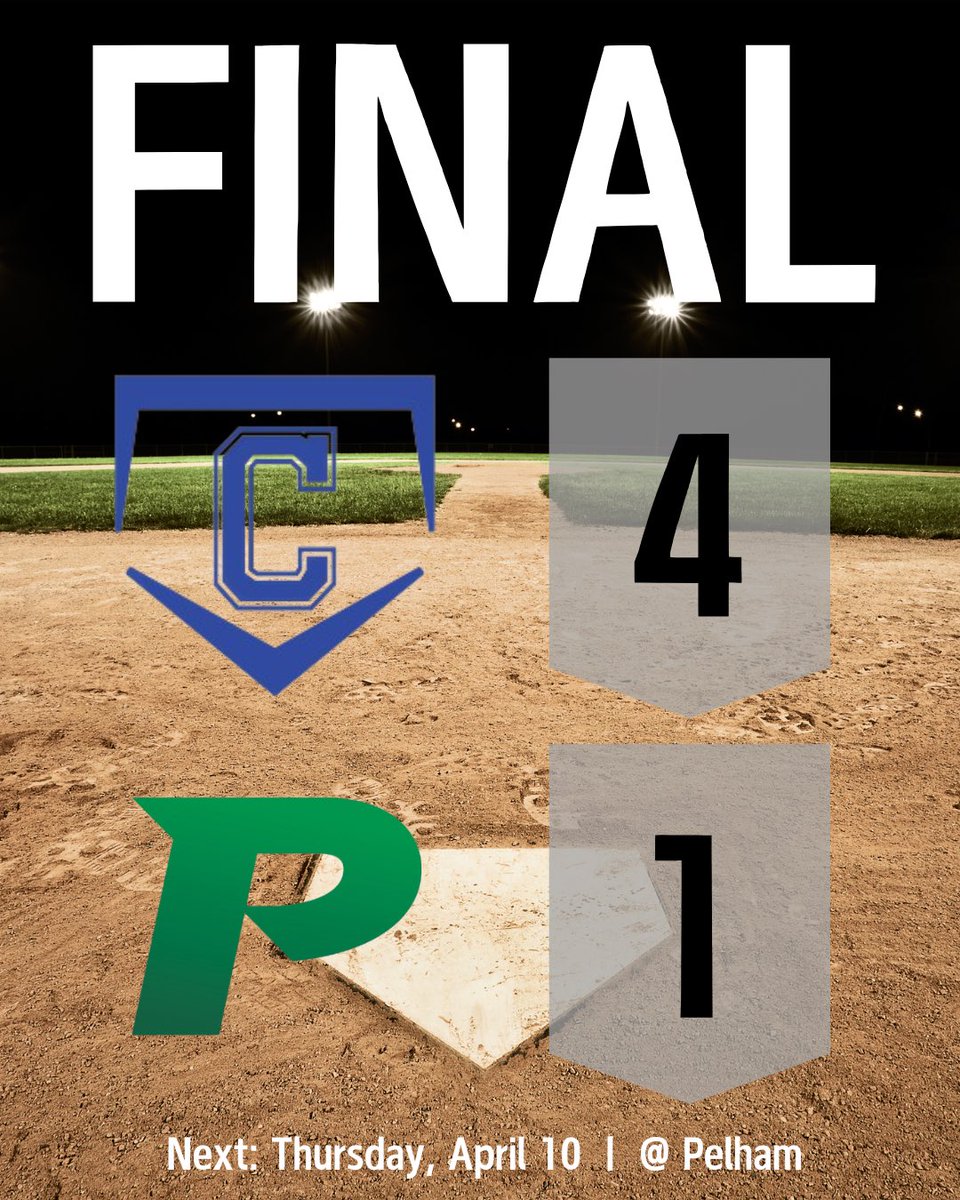 Big home area win tonight against Pelham. 

Aiden Hughes pitched 5 scoreless innings, allowing three hits and striking out 8. 

Luke Neill had a 2-run double in the game, while Paxton Stallings &amp; Brandon Bousman also had RBI hits. 

Neill got the final out of the game &amp; the save.