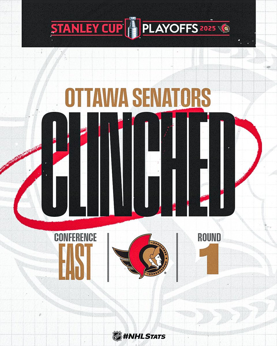 The <a href="/Senators/">Ottawa Senators</a> will be suiting up in the #Stanley Cup Playoffs and have clinched the franchise’s first postseason berth since 2016-17!  

#NHLStats: media.nhl.com/public/news/18…
