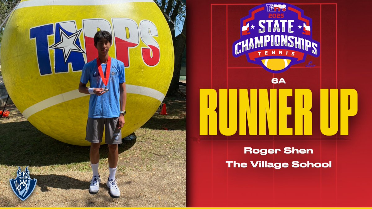 TAPPS_Tennis's tweet image. Congratulations to Roger Shen from The Village School, the 2025 6A Boys Singles State Runner Up!