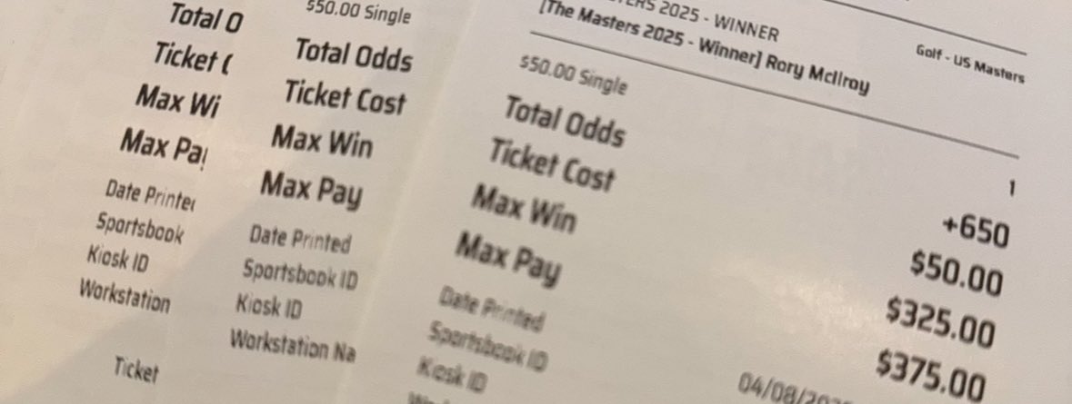 DuBoseDefense's tweet photo. Welp, if at first you don’t succeed. This year’s attendees at my annual Masters Party will once again receive the chaotic party favor of a Rory Mcilroy outright. 

Unleashing chaos into these peoples’ lives. https://t.co/RJRBpRku31