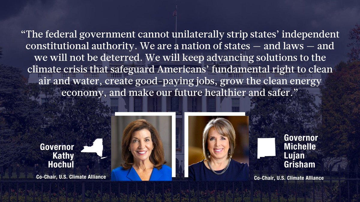 Environmental Advocates NY (@greenwatchdogny) on Twitter photo As the Trump administration tries to block states from taking action on climate change, New York is pushing back. THANK YOU to <a href="/GovKathyHochul/">Governor Kathy Hochul</a> and her <a href="/USClimate/">U.S. Climate Alliance</a> Alliance co-chair <a href="/GovMLG/">Governor Michelle Lujan Grisham</a> for standing up for clean air and water, clean energy jobs, and a healthy future for As the Trump administration tries to block states from taking action on climate change, New York is pushing back. THANK YOU to <a href="/GovKathyHochul/">Governor Kathy Hochul</a> and her <a href="/USClimate/">U.S. Climate Alliance</a> Alliance co-chair <a href="/GovMLG/">Governor Michelle Lujan Grisham</a> for standing up for clean air and water, clean energy jobs, and a healthy future for