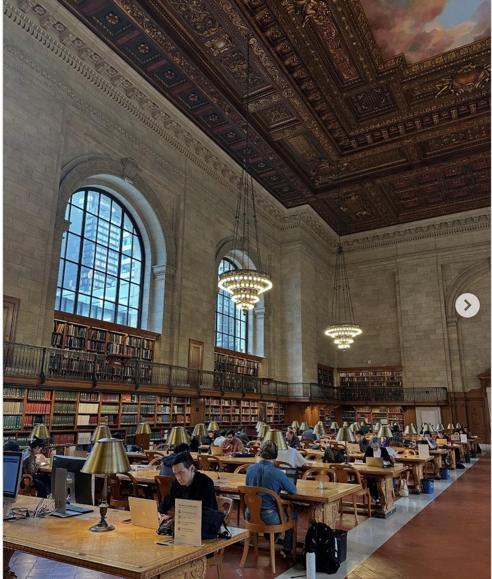 sparkle_emma's tweet photo. With finals season approaching, I wanted to share my favorite study spot in NYC: the New York Public Library 📚✏️ The space is beautiful and inspiring. Where’s your favorite place to study in the city? https://t.co/391fMWsOXB
