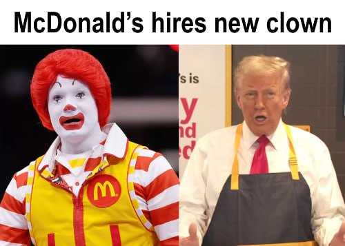 MCTRUMPonEth's tweet photo. New Clown in the house! We're going to work harder, more tarrifs, $MCTRUMP is the key! https://t.co/hcVrVCLSYl