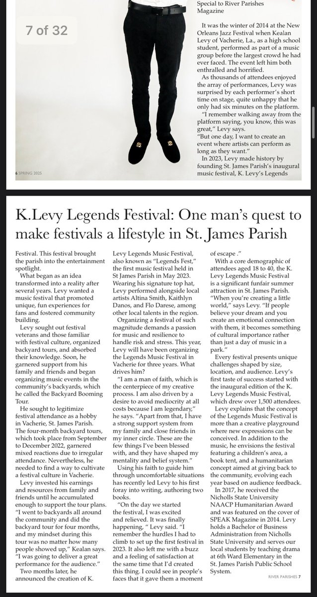 KLevyMusic's tweet photo. Honored to be named one of the TOP 20 UNDER 40 in the River Parishes by L’Observateur!

From backyard shows to building Legends Fest. Legendary Never Scary remains true! 

Faith. Purpose. Community. Love.
We already won. Now we build more! 

#MissionLegendary #LegendaryNeverScary https://t.co/IIhA5wdk5Y