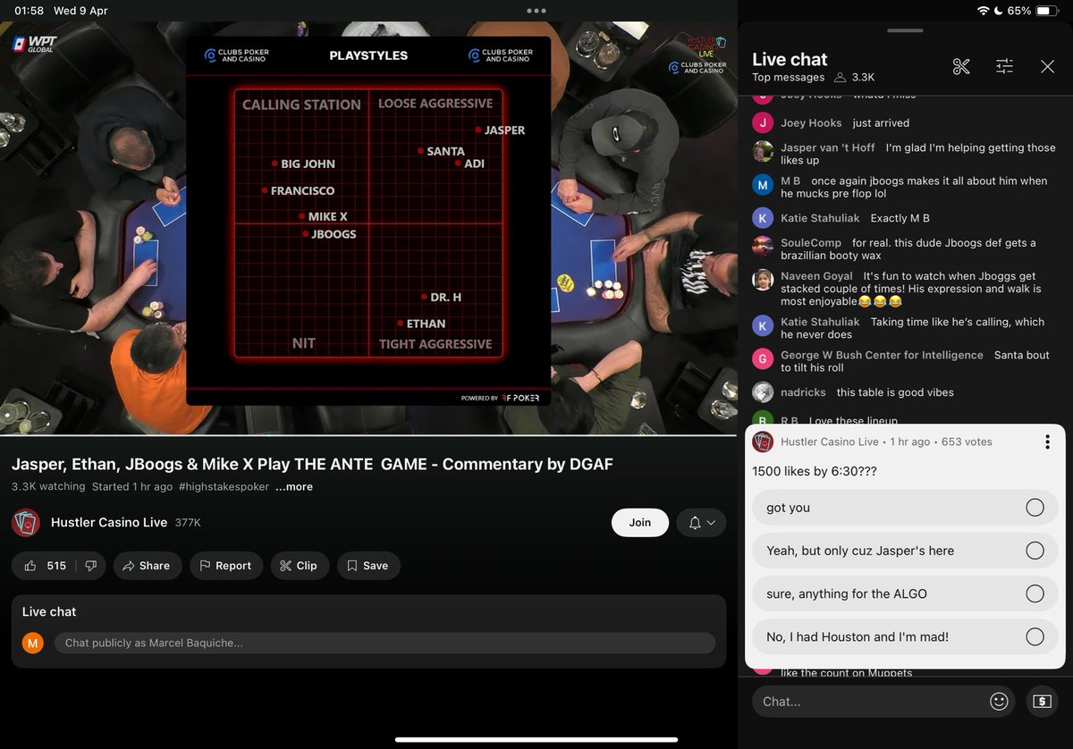 MBaquiche's tweet photo. @TheRyanFeldman please look into this? Jboogs folding straight and flush draw to @JasperMa905 (out of all people) half pot bet on the turn with no bet on the flop?! I know this guy has been low on cash recently but if he cant afford it then he shouldn’t be playing! @HCLPokerShow https://t.co/EVpZHqnjF8