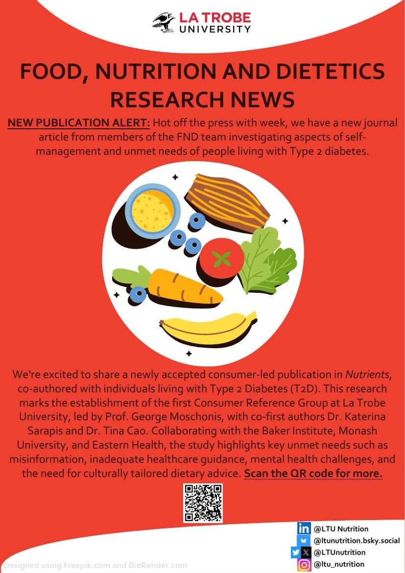 LTUnutrition's tweet photo. Congratulations to Dr KATERINA SARAPIS, Dr Yingting Cao and Professor George Moschonis for their recent publication on understanding the unmet needs of people living with Type 2 Diabetes. 

#LTUFoodNutritionDietetics #LTUResearch #DigestLTU #Type2Diabetes #ConsumerLedResearch https://t.co/u0e05yGUz2