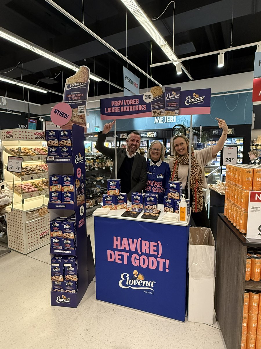 RaisioPlc's tweet photo. Celebration alert! 🥳It’s the 100th anniversary of Elovena® and we are proud to share that our first NEW market in 2025 is now opened. Greetings from Denmark! Danish consumers can now enjoy Dark Chocolate and Baked Apple &amp; Toffee Oat Snack Biscuits in-between meals and on-the-go. https://t.co/V4qnUxgzjb