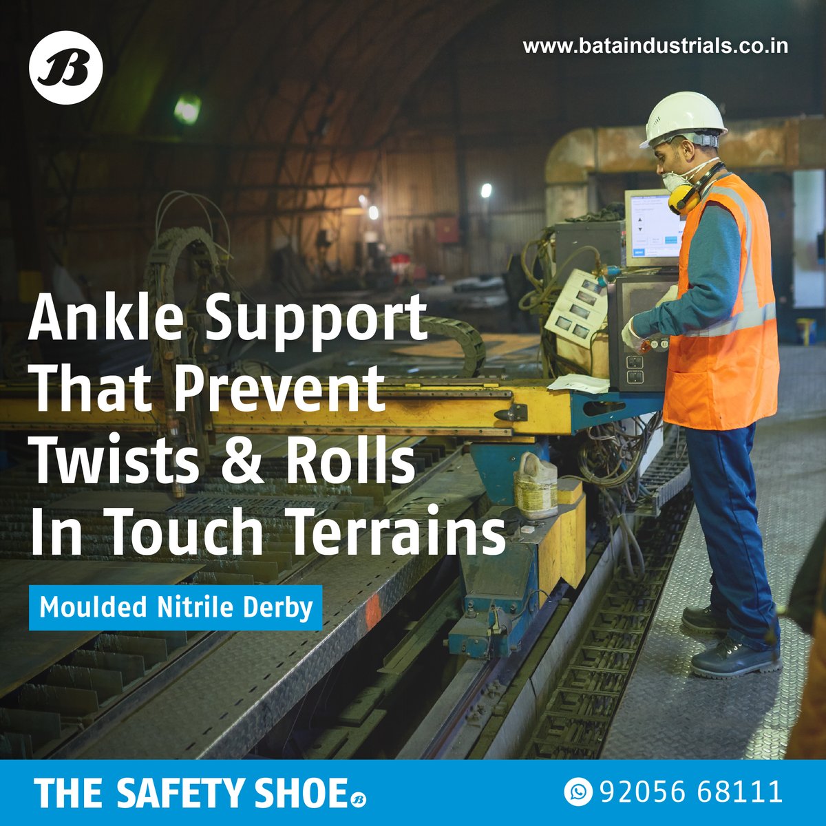 Bata_Ind_India's tweet photo. Ankle support in safety shoes is crucial for preventing twists and rolls, especially in tough terrains like mining and metal industries.
A well-structured design like Bata Industrials Moulded Nitrile Derby stabilizes the foot, https://t.co/F95Mzjjxm7