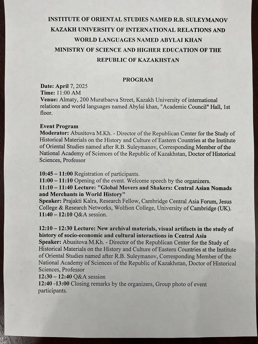 Montu Saxena (@montu_saxena) on Twitter photo Global Movers and Shakers: Central Asian Nomads and Merchants in World History by <a href="/PrajaktiK/">Prajakti Kalra</a> & Prof Meruyert Abuseitova, facilitated by Chokan Laumulin was a vibrant debate & discussions on centrality of Central Eurasia, hosted by Ablay Khan University of World Languages, Almaty Global Movers and Shakers: Central Asian Nomads and Merchants in World History by <a href="/PrajaktiK/">Prajakti Kalra</a> & Prof Meruyert Abuseitova, facilitated by Chokan Laumulin was a vibrant debate & discussions on centrality of Central Eurasia, hosted by Ablay Khan University of World Languages, Almaty