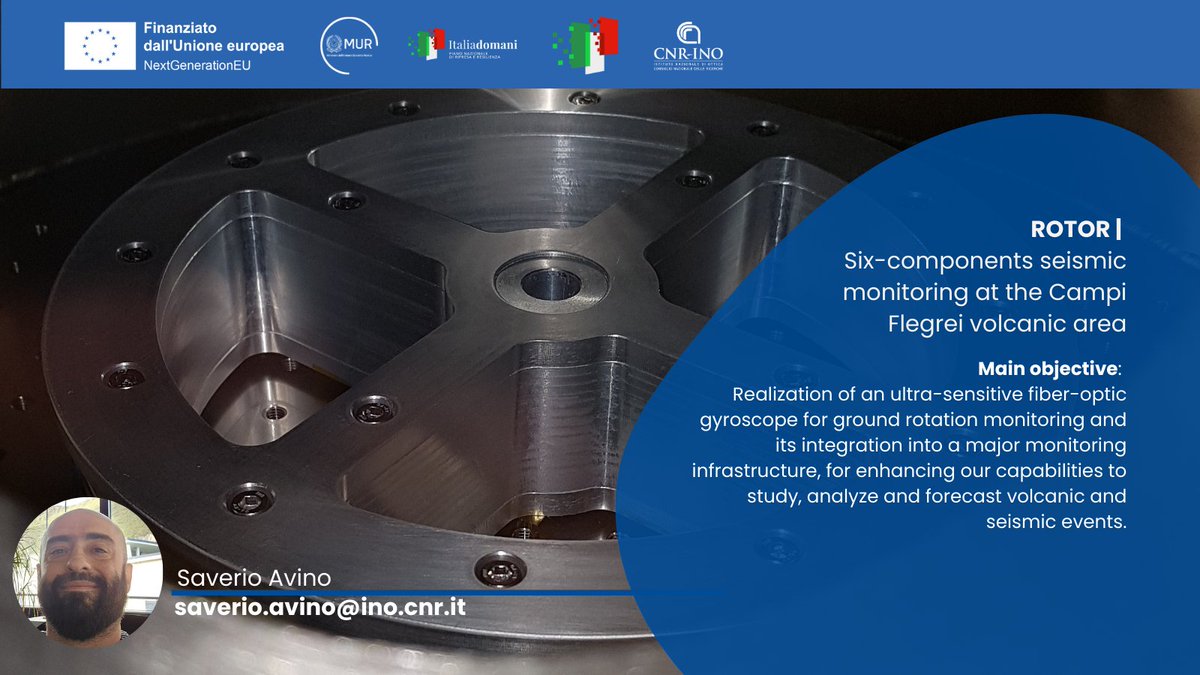 CNR Istituto Nazionale di Ottica (@cnr_ino) on Twitter photo The #ROTOR #PRIN funded project aims to develop a highly sensitive fiber-optic #gyroscope for ground rotation monitoring in volcanic and seismic areas. Led by CNR-INO and <a href="/INGV_press/">Istituto Nazionale di Geofisica e Vulcanologia</a>. More info at ino.cnr.it
<a href="/CNRsocial_/">CNR Consiglio Nazionale delle Ricerche</a> <a href="/EPOSeu/">EPOS</a> The #ROTOR #PRIN funded project aims to develop a highly sensitive fiber-optic #gyroscope for ground rotation monitoring in volcanic and seismic areas. Led by CNR-INO and <a href="/INGV_press/">Istituto Nazionale di Geofisica e Vulcanologia</a>. More info at ino.cnr.it
<a href="/CNRsocial_/">CNR Consiglio Nazionale delle Ricerche</a> <a href="/EPOSeu/">EPOS</a>