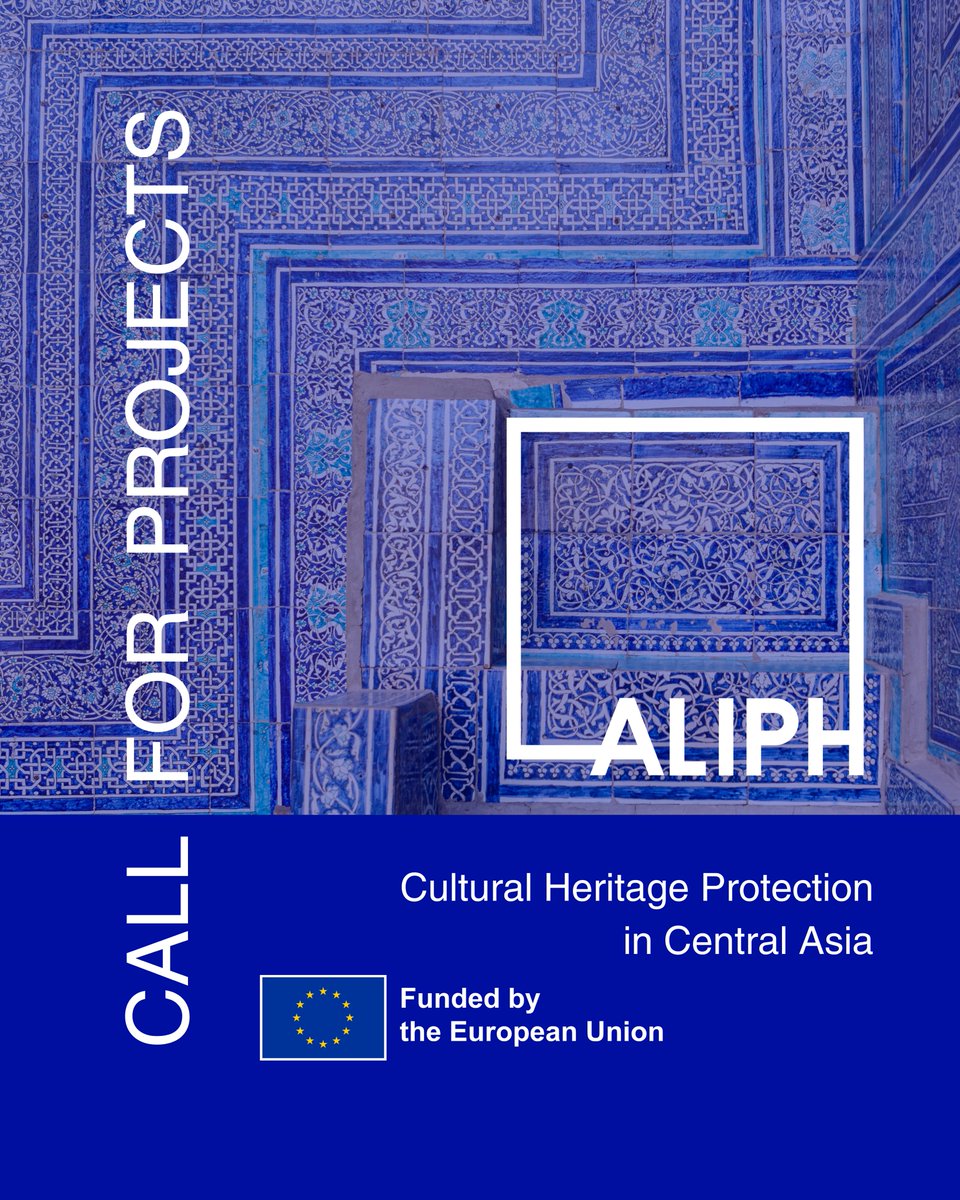 EUinKyrgyzstan's tweet image. ALIPH in partnership with the #EU 🇪🇺 have launched a #CallForProjects to Safeguard Central Asia&apos;s Cultural Heritage from Climate Threats.
Eligible countries: 🇰🇿🇰🇬🇹🇯🇹🇲🇺🇿
Small grants: up to 27,000 &amp;amp; medium - up to EUR 180,000.
Apply by 31 July 2025!
📃the.aliph.foundation/centralasia