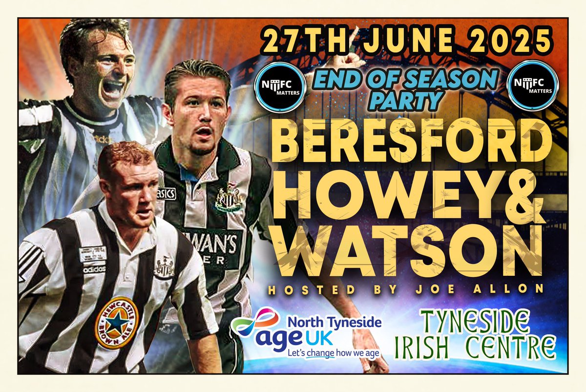 An evening with #nufc legends Beresford Howey and Watson 27th June tickets £20 from 

nufcmatters.co.uk/product/an-eve…