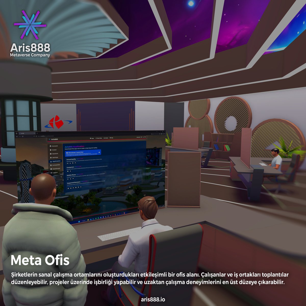 Aris888’s Meta Office brings teams together in the same digital space, enabling real-time communication and screen sharing. This environment eliminates physical distance and becomes a new hub for productivity and collaboration.

#metaverse #office #aris888