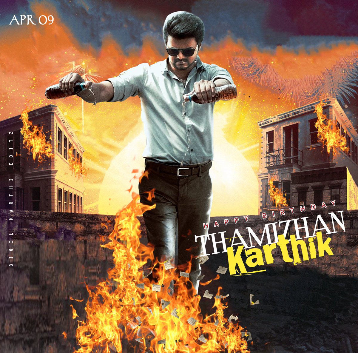 Happy to release a special Birthday Poster of
Thalapathy <a href="/actorvijay/">Vijay</a> FanBoy 🎉🎂
<a href="/Thambi_kannu/">Thamizhan KarthiK</a> ❤️ Happy Birthday Machi

Birthday On 09.04.25 💕
Design : <a href="/Itz_KarthiVfc6/">Bigil Karthi ᴿᵃᵃʸᵃᵖᵖᵃⁿ</a> 😍