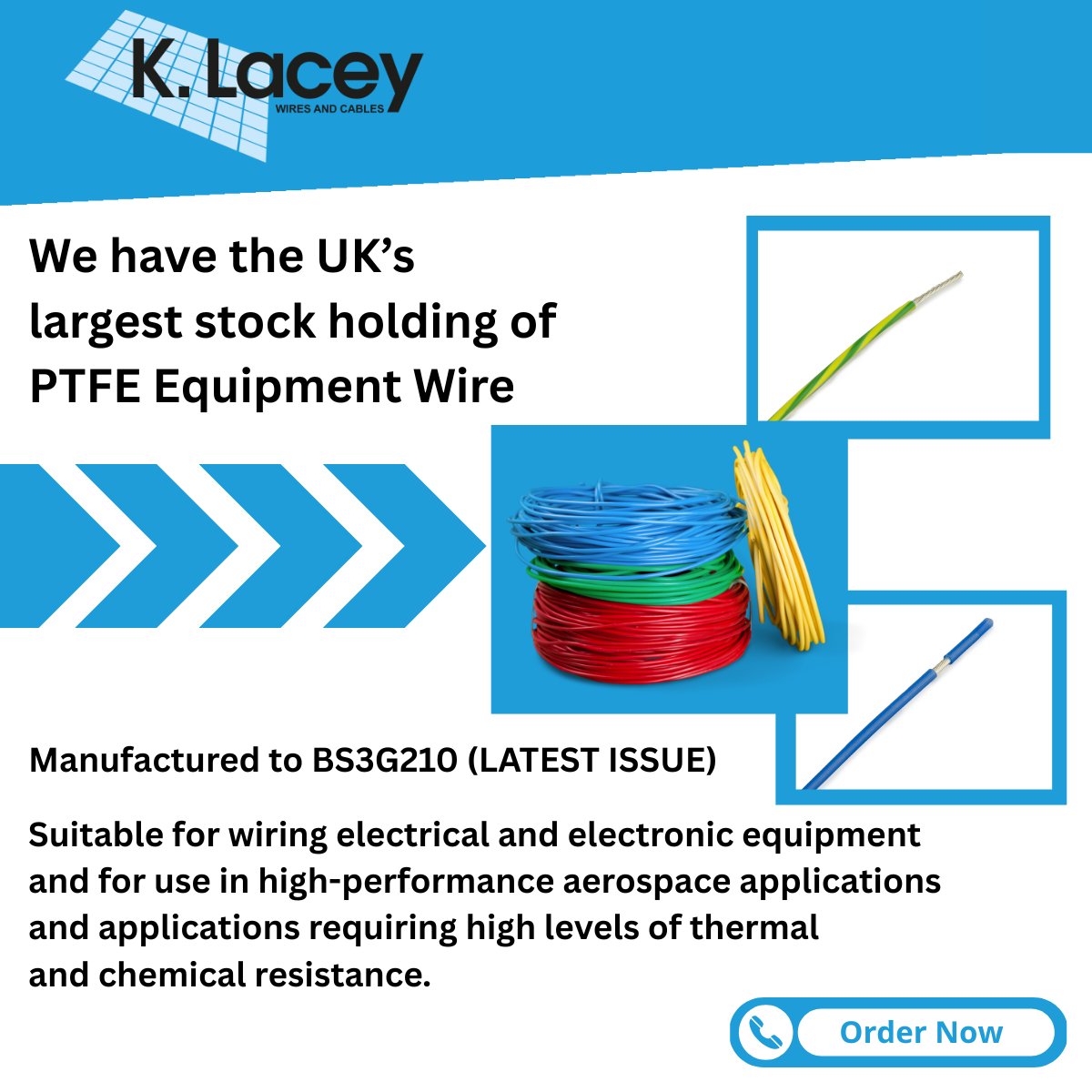 KLACEYCABLES's tweet photo. We have the UK's largest stock-holding of PTFE Equipment Wire, available for same day despatch.
We also have a wide range of sleeving, ties and cord options available.
#KLaceyCables #PTFEEquipmentWire #UKCableDistributor #UKCableExperts #LargestStockOfPTFE #HighQualityPTFEWire https://t.co/aspXVrpf2B