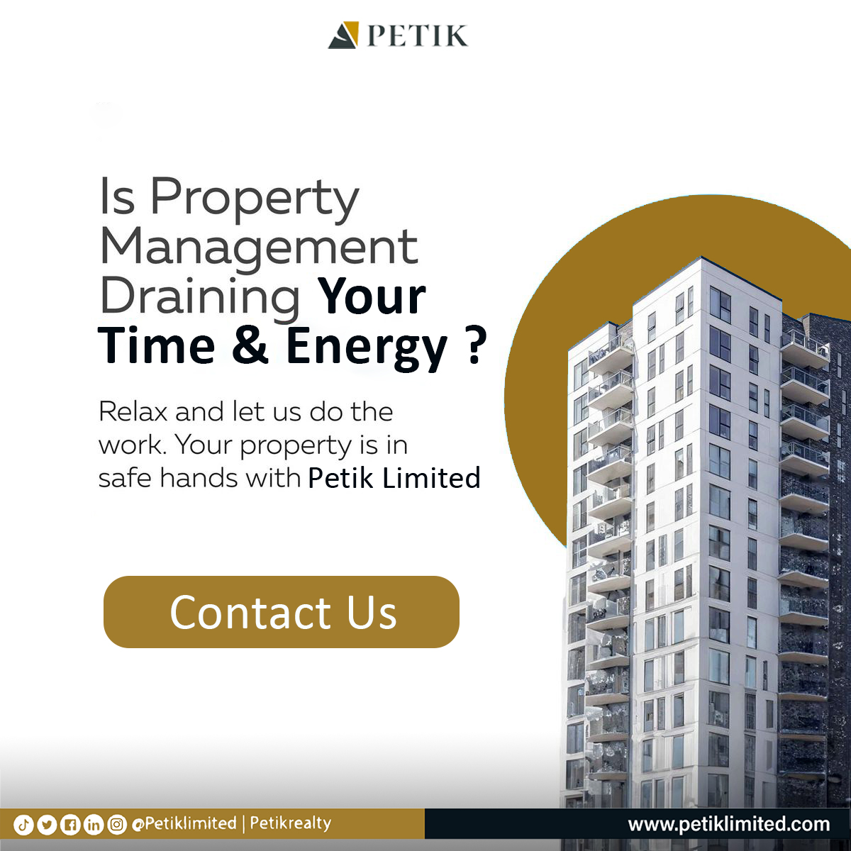 petiklimited's tweet photo. Is property management draining your Time &amp; Energy?

Contact Petik Limited today for  long lasting solutions.

#petiklimited #petik #properties #chioma #realty #davido #jimiagbaje https://t.co/MjFVrAXjMX