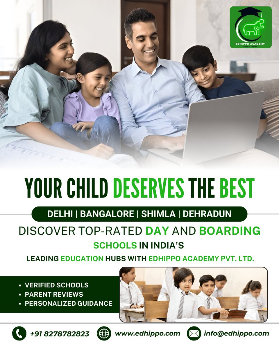 edhippoofficial's tweet photo. Unlock the doors to India's top-rated day and boarding schools with Edhippo Academy.
๐ Find the perfect school
๐ Visit https://t.co/xPksJBVth5
#edhippo #schooladmissions #boardingschoolindia #educationmatters #topschoolsindia #edhippoacademy #studentsuccess https://t.co/1vNtsgPmL7