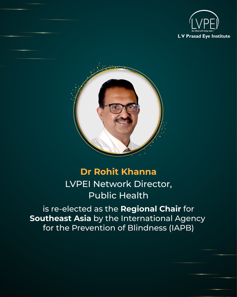 lvprasadeye's tweet photo. Congratulations to Dr Rohit Khanna for being re-elected as the Regional Chair for Southeast Asia by the @IAPB1! 🏅

As a leader in the field, his ongoing contributions to the prevention of blindness continue to inspire and elevate the community. 🌏

#IAPB #LVPEI #VisionaryLeader https://t.co/XKjqidjoNZ