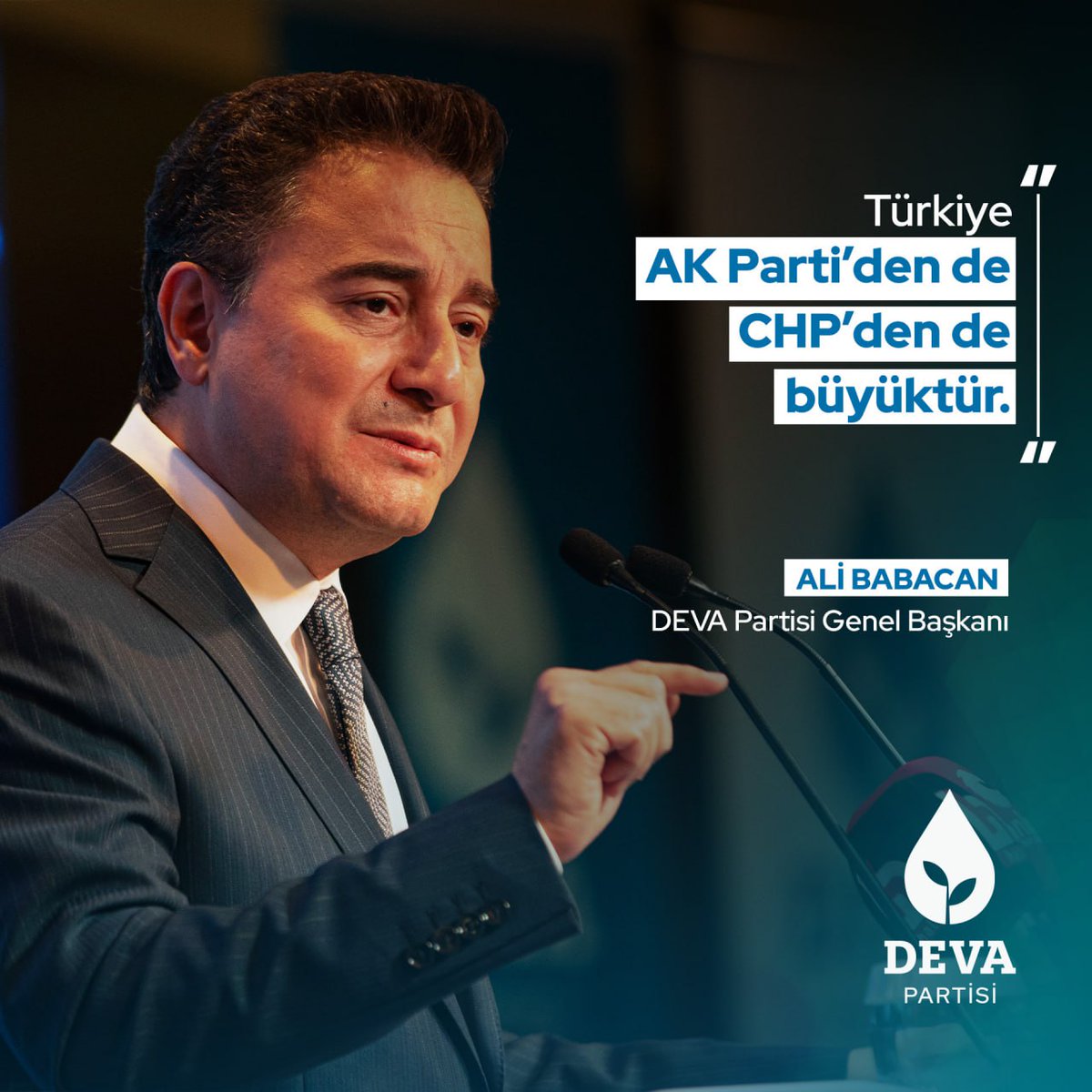 Ali Babacan: "İktidara da ana muhalefete de sesleniyorum:

Türkiye gibi büyük bir ülkeyi Fatih ve Harbiye ikiliğine mahkûm edemezsiniz.

Tahayyülünüz, ufkunuz bu kadar dar olabilir. Fakat bu ülke okyanuslara sığmaz. Bu ülke ikinizden de büyüktür.

Türkiye Cumhuriyeti, AK
