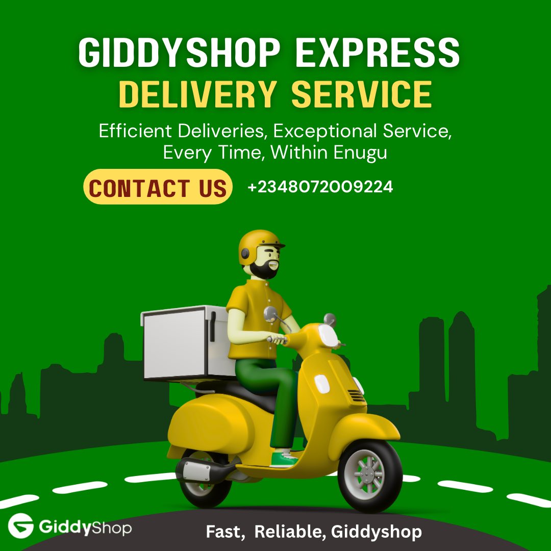 GiddyShop's tweet photo. Need it delivered fast?
Giddyshop Logistics brings speed, safety &amp; reliability to your doorstep.

Fast. Reliable. Giddyshop.

DM us or hit the link in bio to get started!
Location: 24 Edenwu St, New Haven, Enugu. https://t.co/9ldPH1cadc
