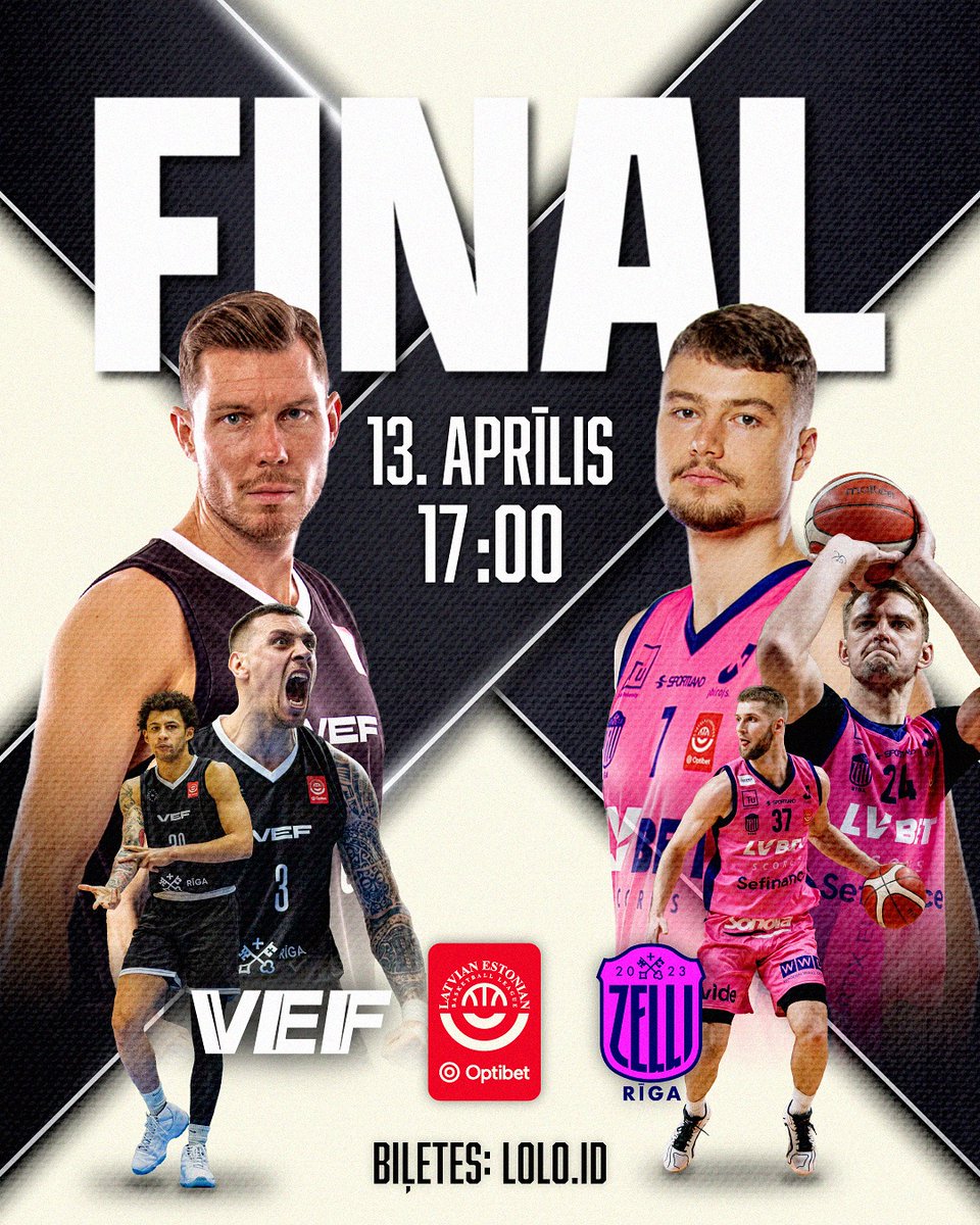 FINĀLS! 🔥🏆
<a href="/Lat_Est_League/">Optibet LAT-EST BL</a> čempionu tituls tiks sadalīts Rīgas derbijā! 💪

<a href="/vefriga/">VEF Rīga</a> ⚔️ <a href="/RigasZelli/">Rīgas Zeļļi</a> 

Tiekamies jau šo svētdien, plkst. 17:00, Xiaomi Arēnā  🫵🏼
Biļetes: lolo.id
#LatEstLeague #Final