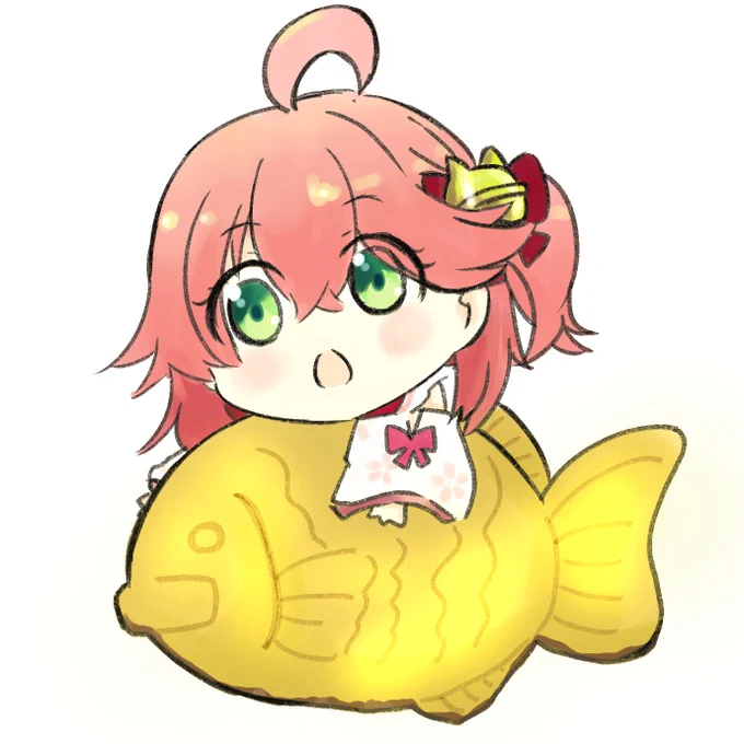 金のタイ焼きとみこち。#ペンの向くまま気の向くまま#miko_Art 