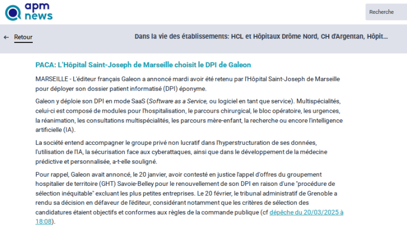 CryptoTT63's tweet photo. @GaleonCare @HopitalSaintJo Petit dépêche dans la presse spécialisée ! https://t.co/PyO5Cier07