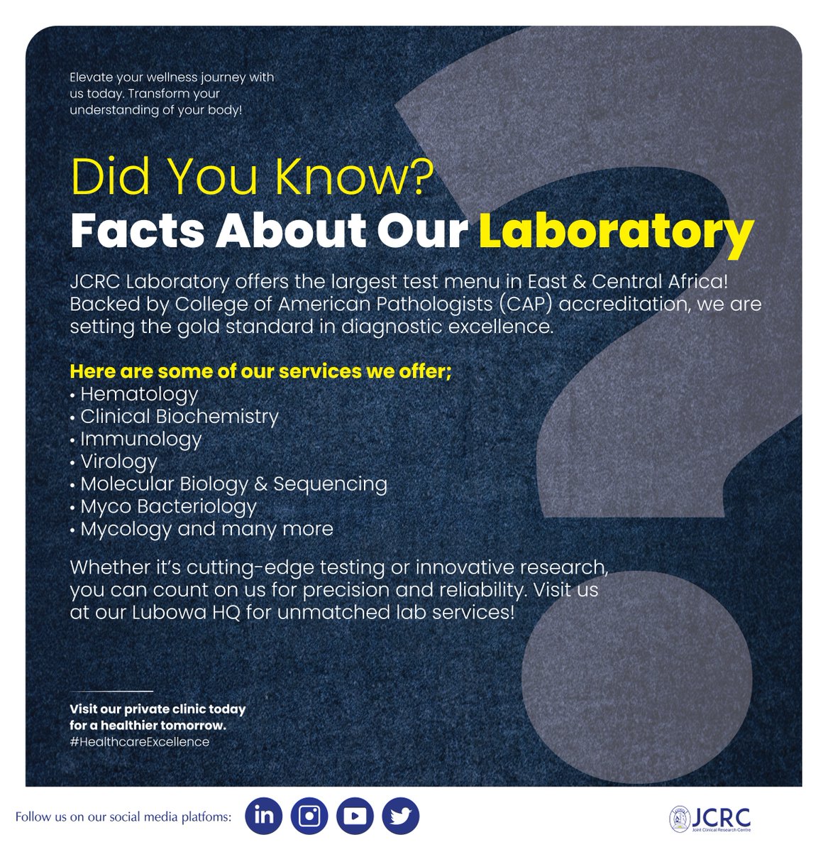 jcrc_official1's tweet image. #VisitJCRCToday #MedicalExcellence #LaboratoryServices