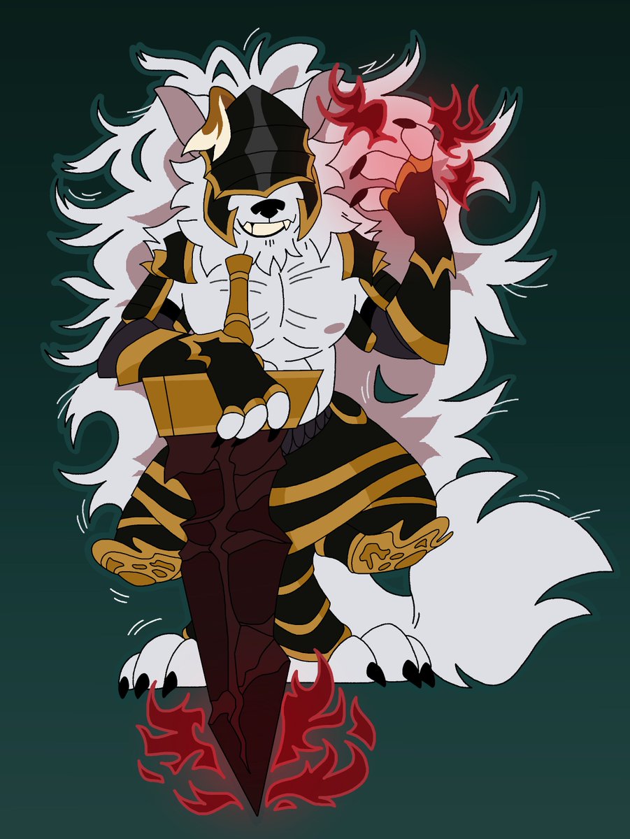 EthcatTF's tweet image. Got Maliketh to let me try on his armor too! Its very fancy, but a lot heavier than I'm used to... especially this helm— eh?? 🐺