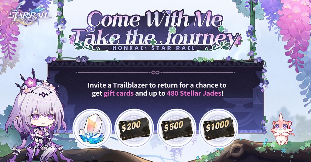 Invite returning Trailblazers to link up with your invitation code and log into the game to win Stellar Jades, gift cards, and other surprise rewards