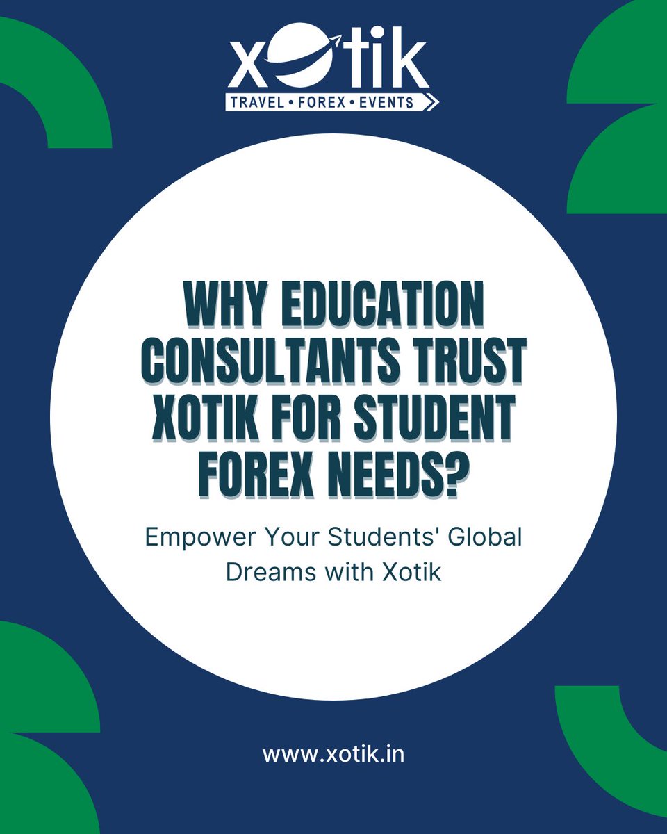 Xotiktf's tweet photo. Why Top Education Consultants Trust Xotik for Student Forex Solutions
Help your students focus on their dreams while we handle their forex needs with precision, speed, and care.
Letโs simplify global educationโtogether.
๐ Visit https://t.co/jZcG1X5QT2
#StudentForex https://t.co/hHdmaiAZC4