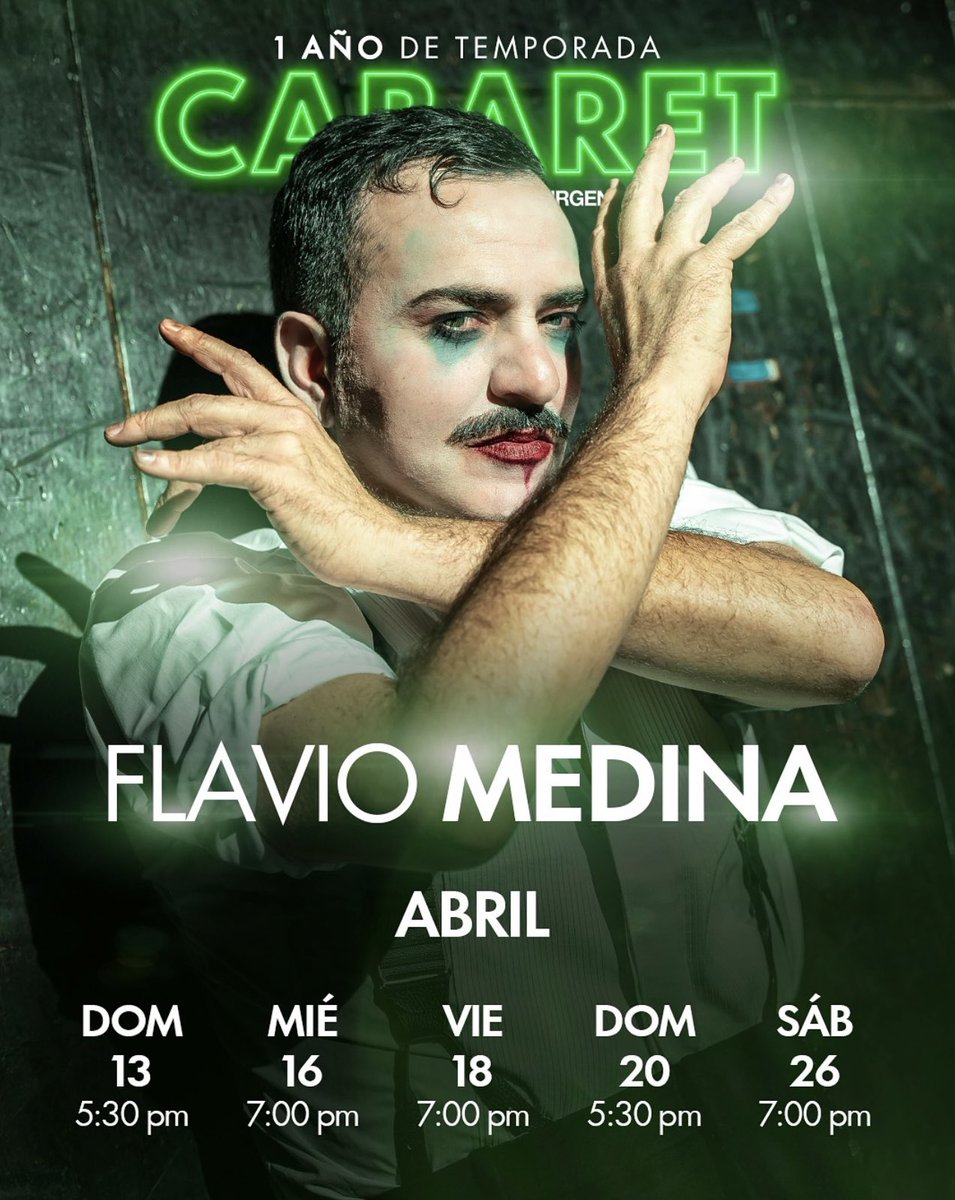 Estaré estas fechas en Abril! 
Nos Vemos en Cabaret