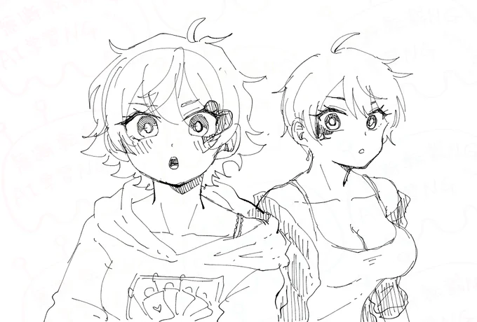 すみません、女体化の落書き載せてもいいですか?すみません……載せます。エスデュ 