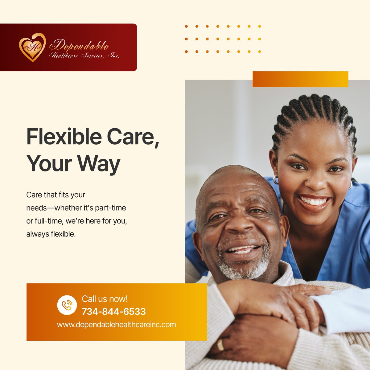 dependablehcs's tweet photo. Care that fits your life, on your terms. From hourly support to 24/7 care, we're ready to meet your needs with flexibility. Reach out to explore how we can assist you today. 

#HomeHealthCare #CantonMI #CareOptions https://t.co/VBirPqCL5C