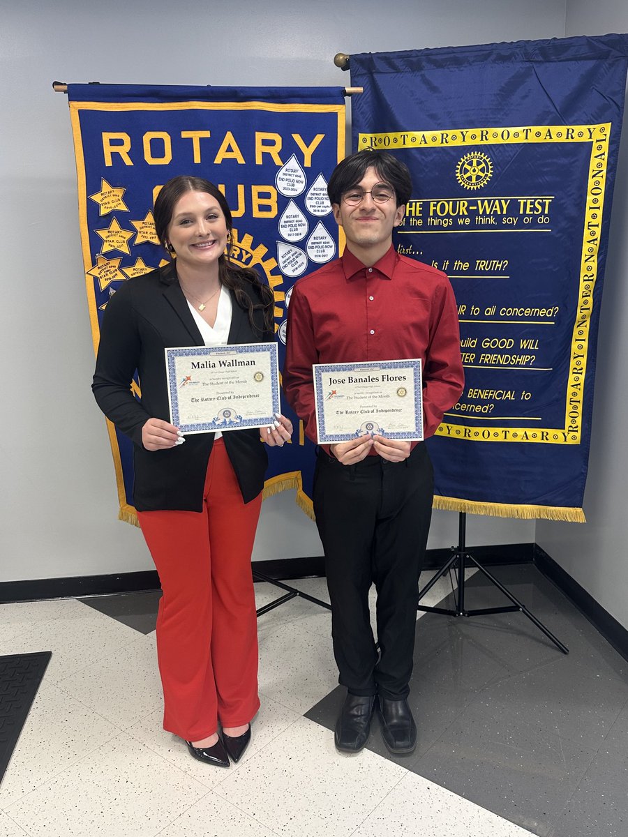 Jason Snodgrass (@drjsnodgrass) on Twitter photo Congratulations to Malia Wallman and Jose Banales Flores for being selected as the <a href="/IndepMoRotary/">Rotary Club of Independence, Missouri</a> students of the month! #fortproud Congratulations to Malia Wallman and Jose Banales Flores for being selected as the <a href="/IndepMoRotary/">Rotary Club of Independence, Missouri</a> students of the month! #fortproud