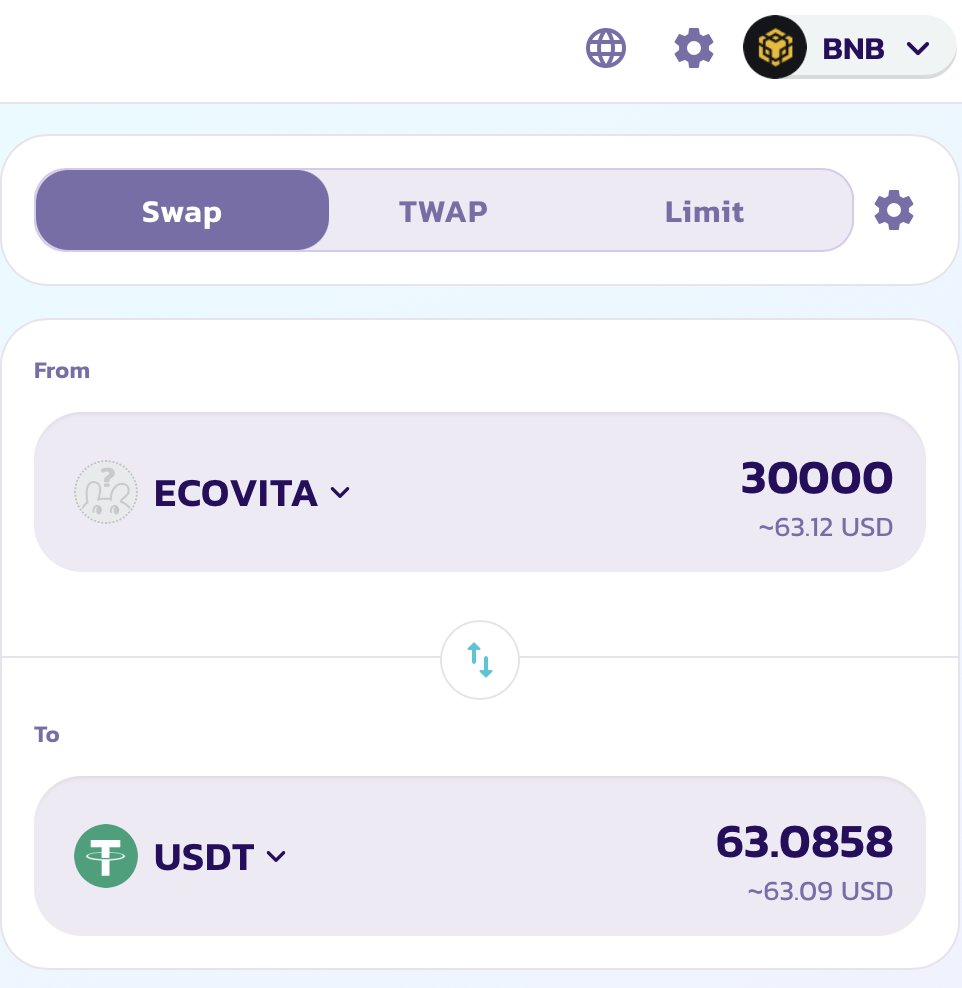 EcovitaRec's tweet photo. 🌿 $ECOVITA is available on PancakeSwap!
It’s already listed, and you can swap it anytime for USDT — meaning the Eco Points you’ve earned can be converted into real value.

🎁 Don’t forget to join our community events to win more $ECOVITA tokens!

🐰 PancakeSwap: https://t.co/VNESYGUsyh

#Ecovita #CryptoRewards #GreenCrypto #PancakeSwap #EcoPoints #SustainableLiving #TokenSwap